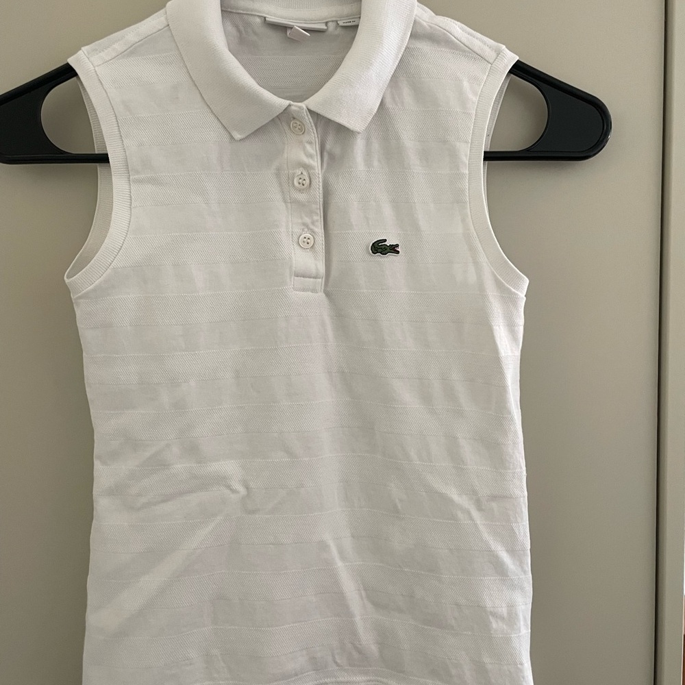 Lacoste Kids White Sleeveless Polo Shirt